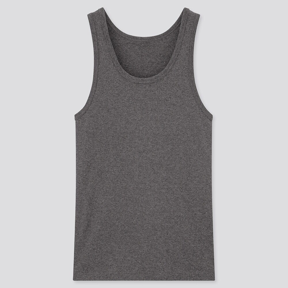 Uniqlo Ribbed Square Necked Tank Top in Black Womens Fashion Tops  Sleeveless on Carousell